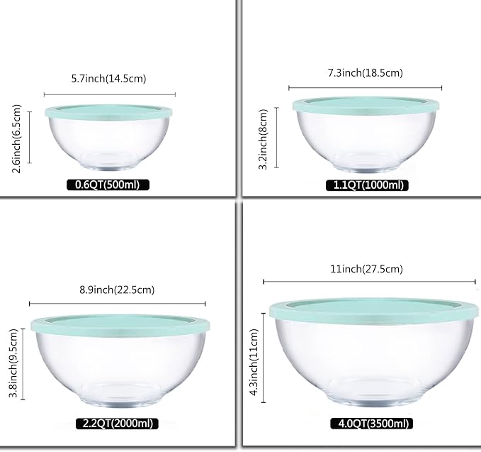 Glass Mixing Bowl Set with Airtight Lids - Image 5