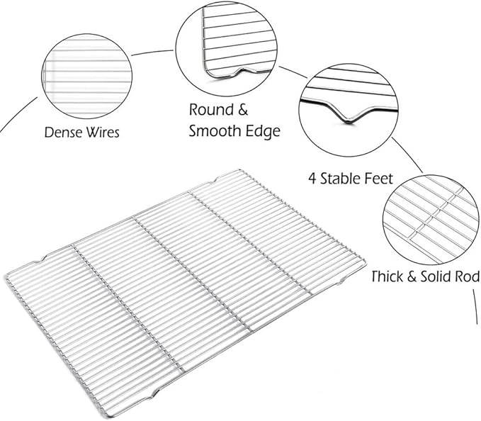 Wire Cooling Racks For Baking 9.3"X13.6" Oven Safe Small Grid Fits Air - Image 4