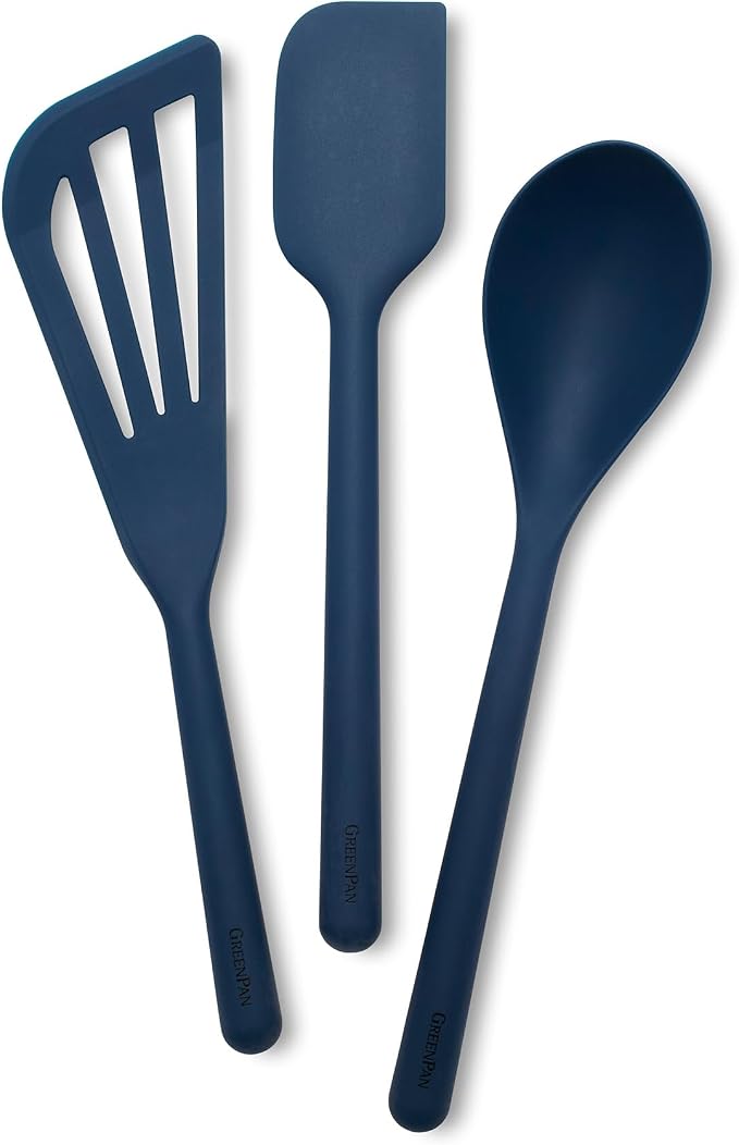 GreenPan Silicone 3 Piece Cooking Utensil Set, Fish Turner, Mixing Spatula by GreenPan