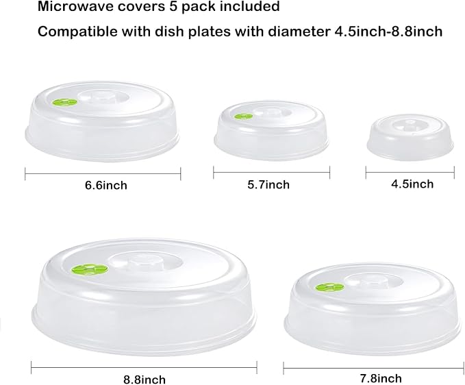 Set of 5 Microwave Plate Covers - Image 4