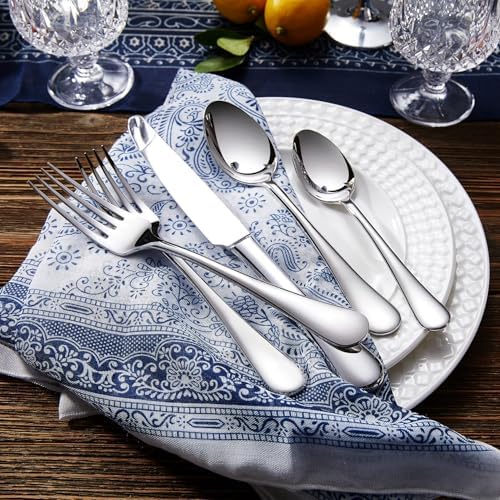 KEAWELL Premium Verona 20/45/65-Piece Silverware Set (65, Silver)