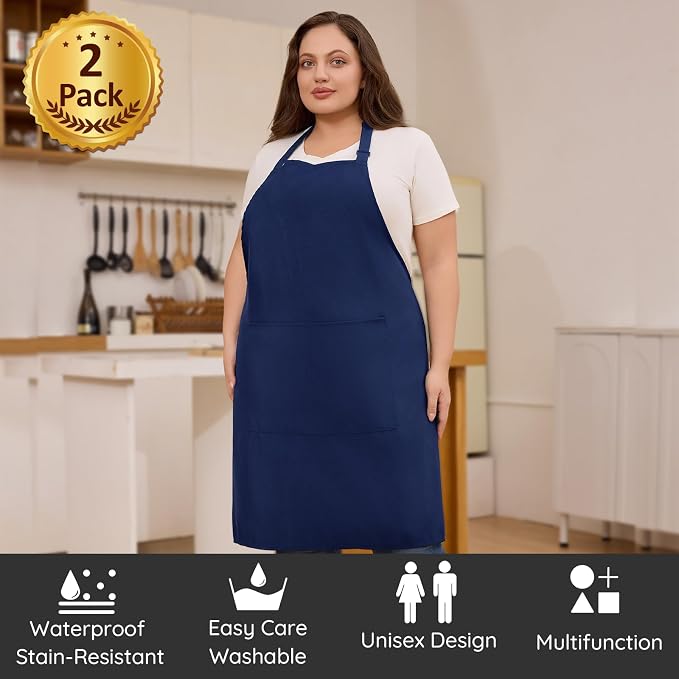 2 Pcs Plus Size Chef Apron, Unisex Professional Apron - Image 2