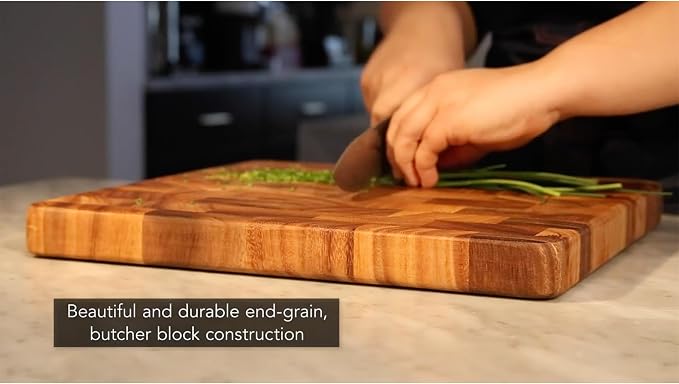 Ironwood Gourmet Large End Grain Prep Station Acacia Wood Cutting Board - Image 6