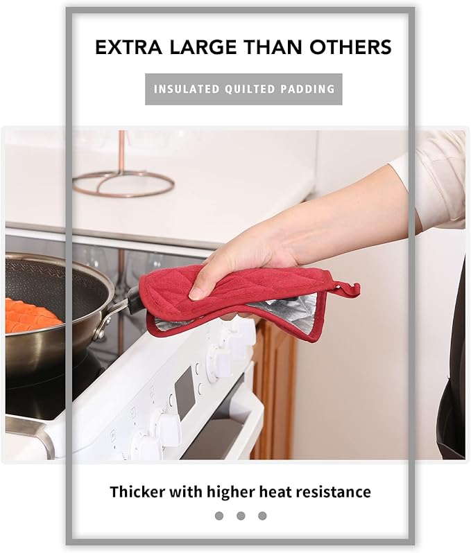 Joyhalo 4 Pack Pot Holders for Kitchen, Cotton Oven Holder - Image 4