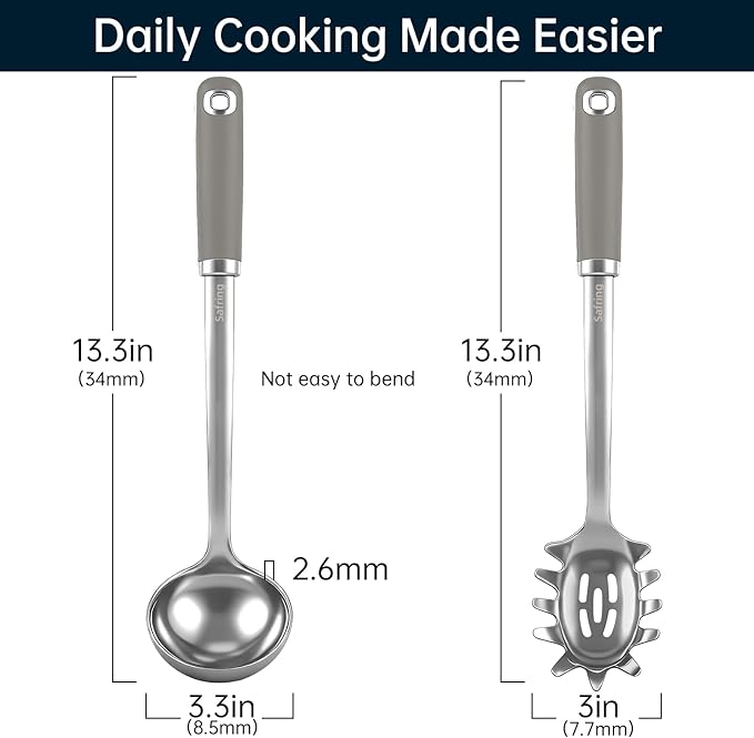 Safring Stainless Steel Soup Ladle and Spaghetti Spoon Set, Heat Resistant - Image 2