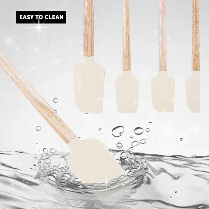 Ptanexx 5-Pcs Wooden Handle Silicone Spatula Set - Image 2