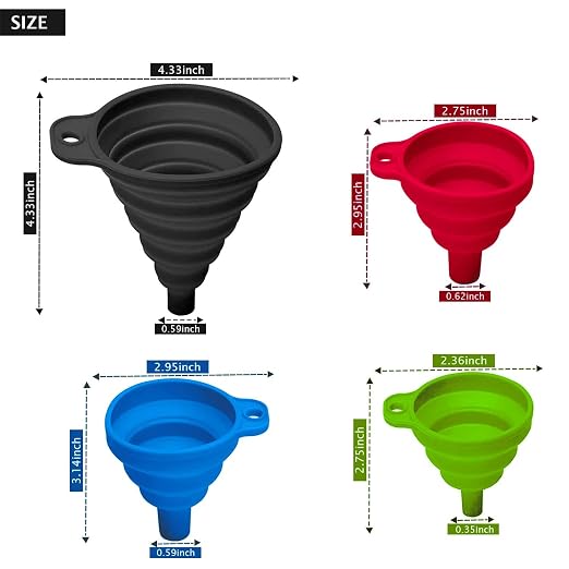 Set of 4 Silicone Collapsible Kitchen Funnel - Image 4