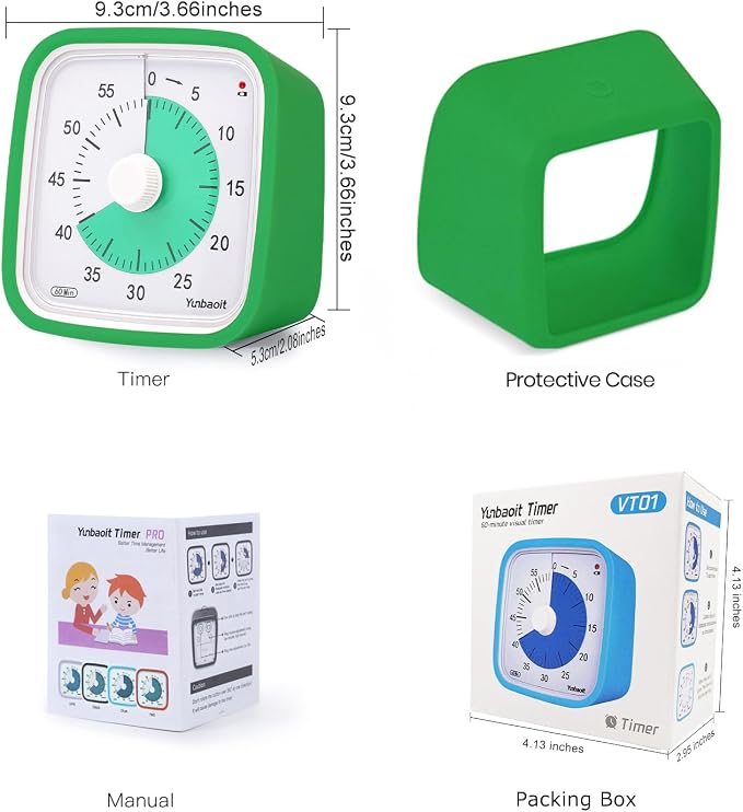 Yunbaoit Visual Timer with Protective Case, 60 Minute Silent Countdown Timer - Image 7