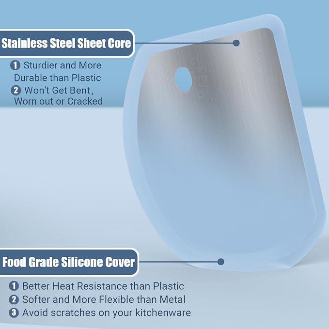 Silicone Dough Scraper with Stainless Steel Sheet, Curved Edge Flexible Bowl - Image 2