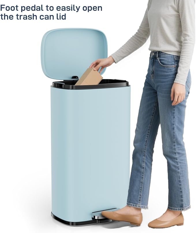 Arlopu 8/13.2 Gallon Step Trash Can, Stainless Steel Garbage Bin, Soft-Close - Image 5