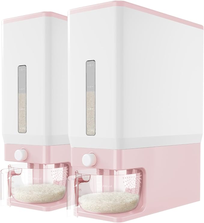 Lifewit 2 Pack Rice Dispenser 25 Lbs, Rice Storage Container Sealed Moisture by Lifewit