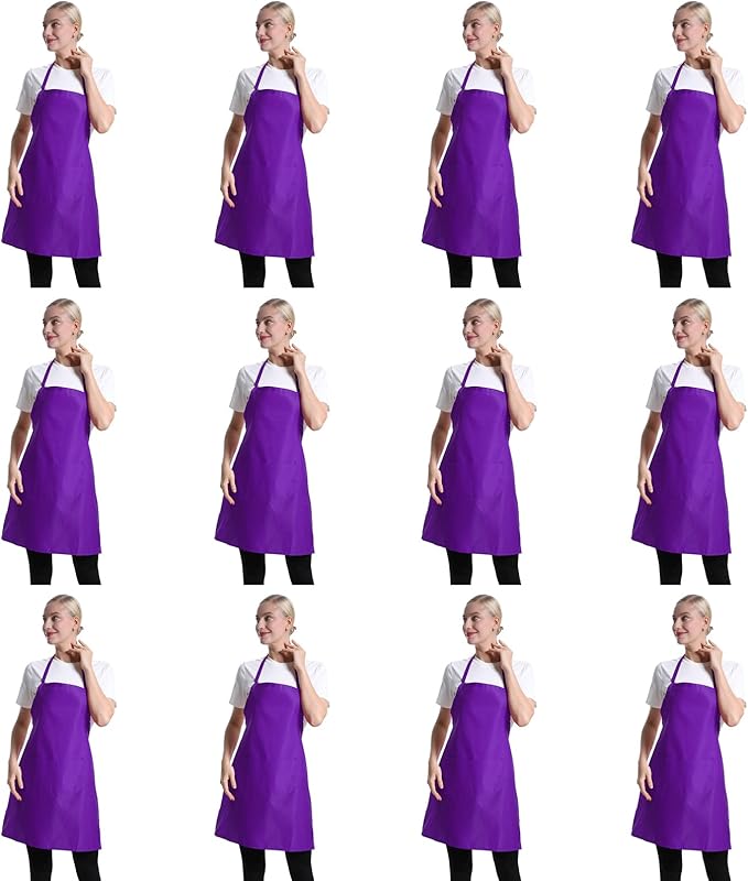 12 Pcs Purple Bib Bulk Aprons for Women Men Adult Girls Unisex by TSDSTORY