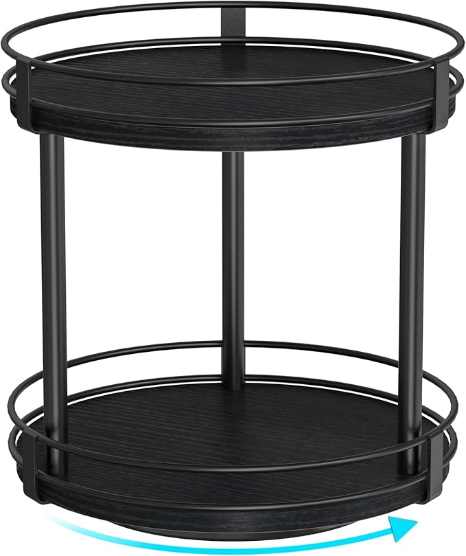 Snughome Lazy Susan Spice Rack, 2 Tier Rotating Spice Rack, Wood Lazy Susan by Snughome