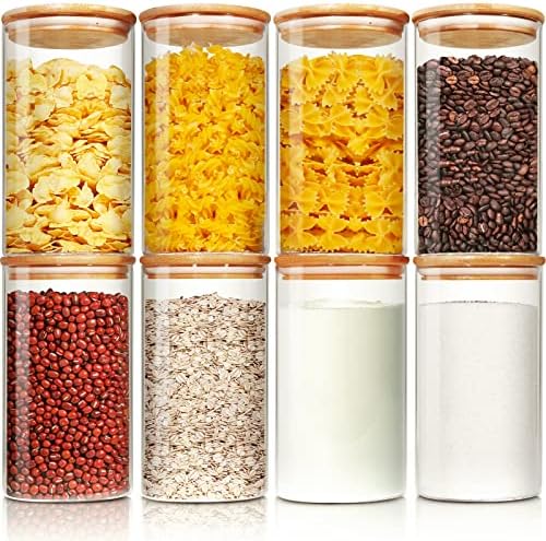 HomArtist Glass Jars with Bamboo Lids 28 floz [Set of 8], Glass