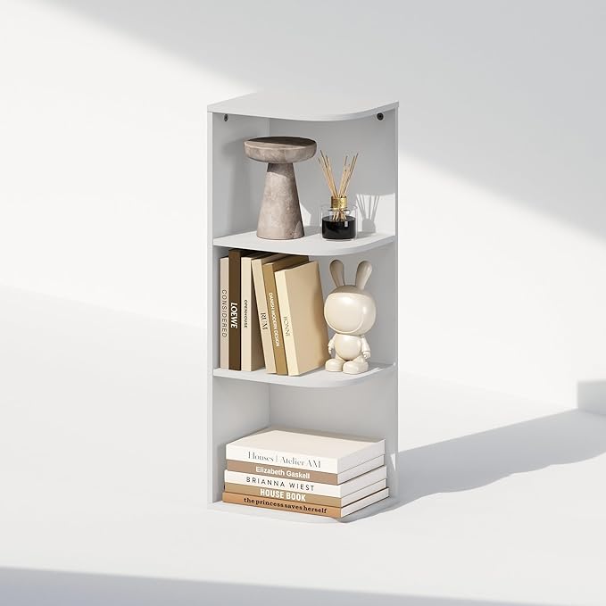 Furinno Reed Corner Shelf, 3-Tier Corner Bookshelf, Book Shelf, Corner Shelves - Image 4