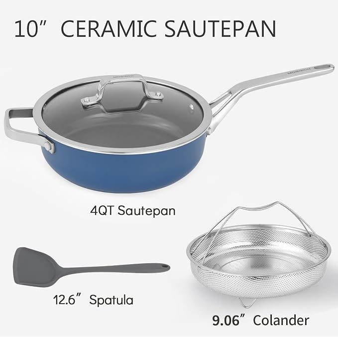 10-Inch Ceramic Non-Stick Cookware Set, 8-in-1 Multifunctional Cookware - Image 3