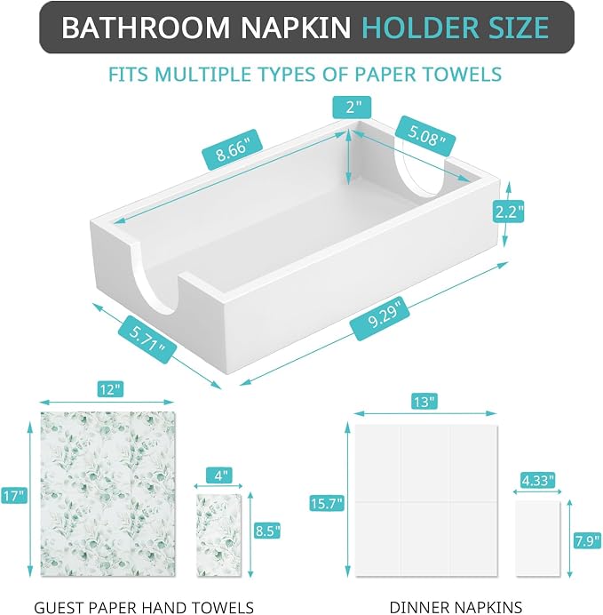 Napkin Holder for Bathroom, Wooden Guest Towel Holder Tray for Bathroom - Image 2