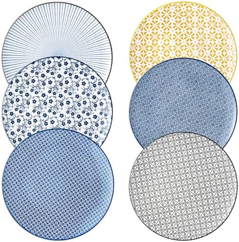 Dinner Plates Set of 6, 10.5 Inch Ceramic Dish Set Plate Set for