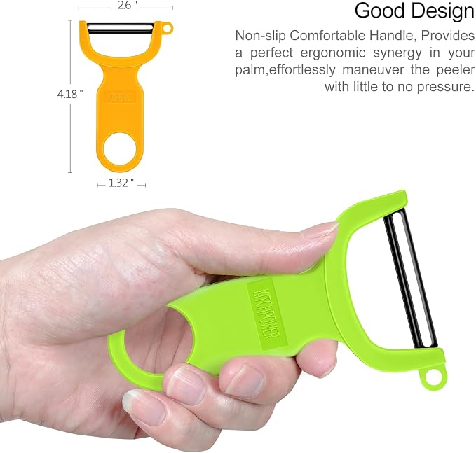 Original Vegetable Fruit Peeler Carbon Steel Blade 3 Pack Red/Green/Yellow… - Image 7