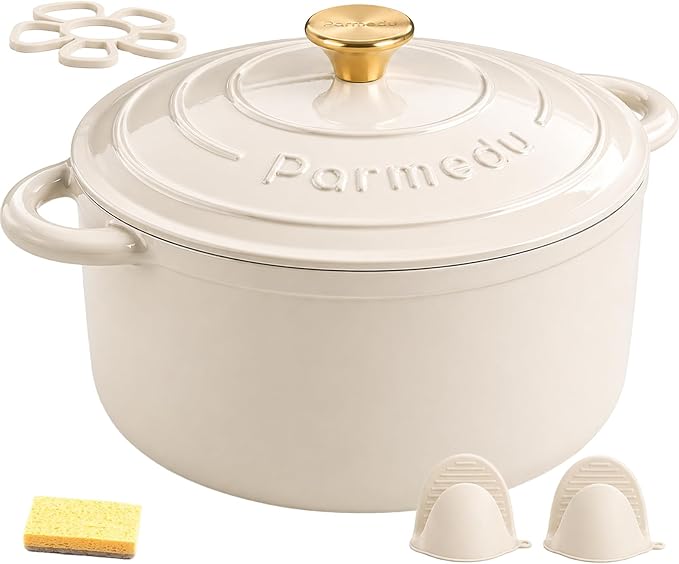 Parmedu 5.5QT Enameled Cast Iron Dutch Oven by Parmedu
