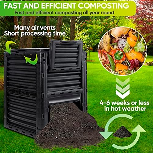 F2C 80Gal Outdoor Compost Bin, Black