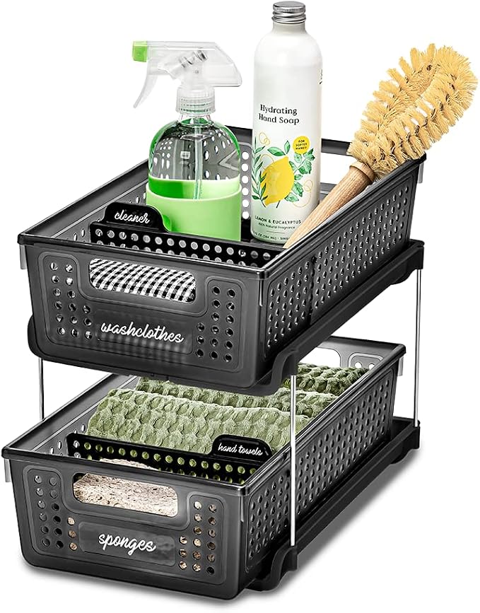 madesmart Antimicrobial 2-Tier Organizer Multi-Purpose Slide-Out Storage - Image 4
