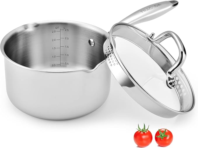 2.5 Quart Stainless Steel Pot Saucepan by Fracoda