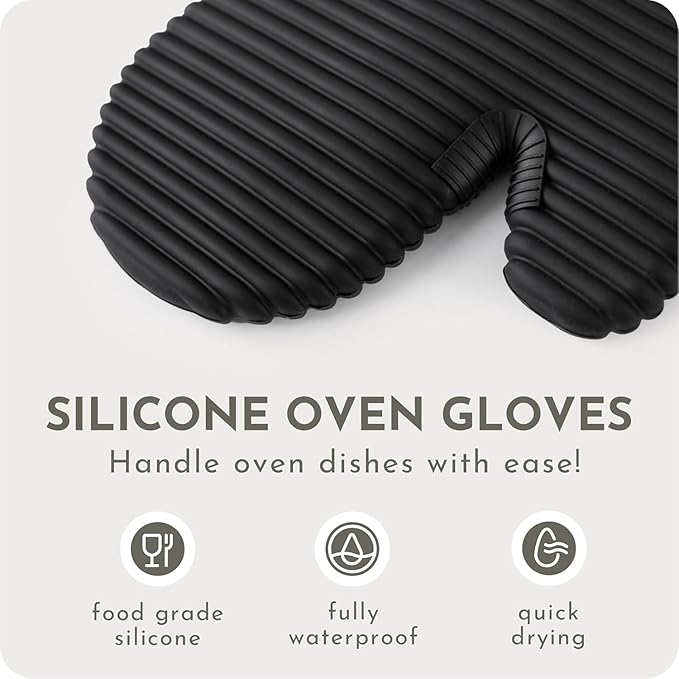 Extra Long Silicone Oven Mitts and Pot Holders Sets | Heat Resistant 500°F - Image 6