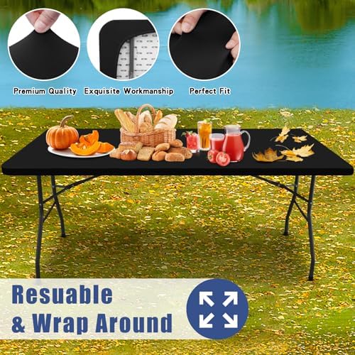Moosfor 2 Pack Rectangle Spandex Fitted Table Cloth, 6FT Elastic