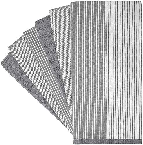 Kitchen Towels 6 Pack 100% Cotton, 20"x28" Dish Towels - Grey