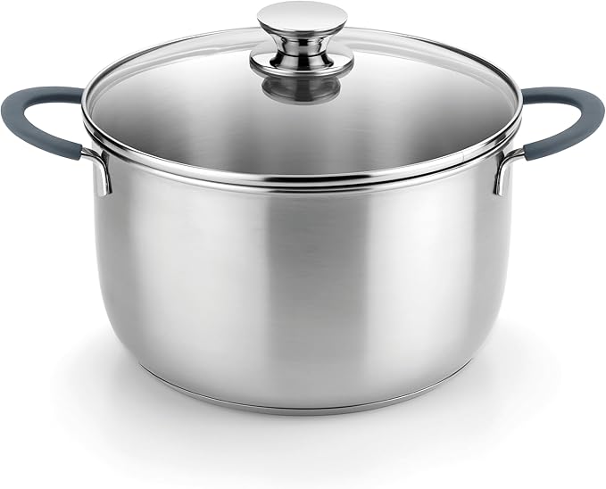 BRA COOKWARE Master Stainless Steel Stock Pot w/Glass Lid | 9.5 Inch 4 Quart by BRACookware