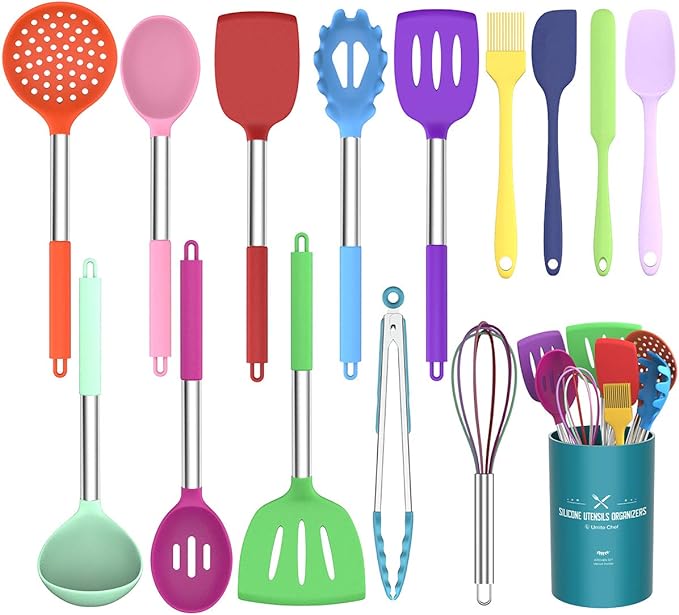Umite Chef Kitchen Utensils Set, Non-stick Silicone Stainless Steel Handle by UmiteChef