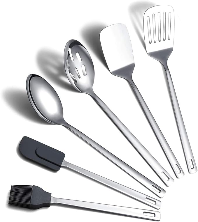 Cooking Spoon, Berglander 6 Pieces Spatula Set Stainless Steel, Metal Spatula by Berglander