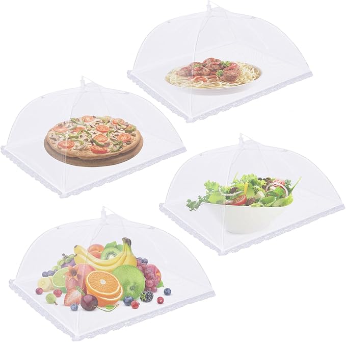4 Pack Mesh Food Covers 14 inch, Large and Tall Food Covers, Pop-Up Mesh Food by Rindion
