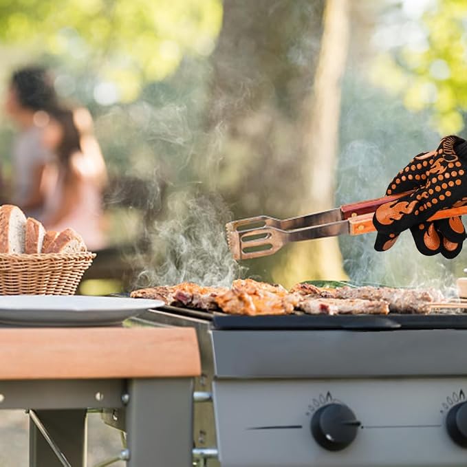 Comsmart BBQ Gloves, 1472°F Heat Resistant Grilling Gloves Silicone Non-Slip - Image 7
