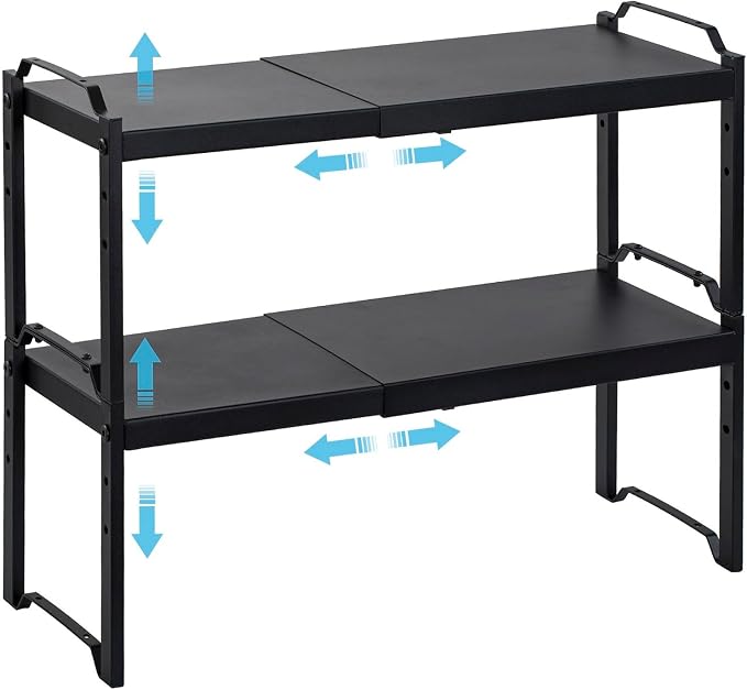 2 Pack Expandable Cabinet Countertop Shelves, Stackable Shelves Organizers by X-cosrack