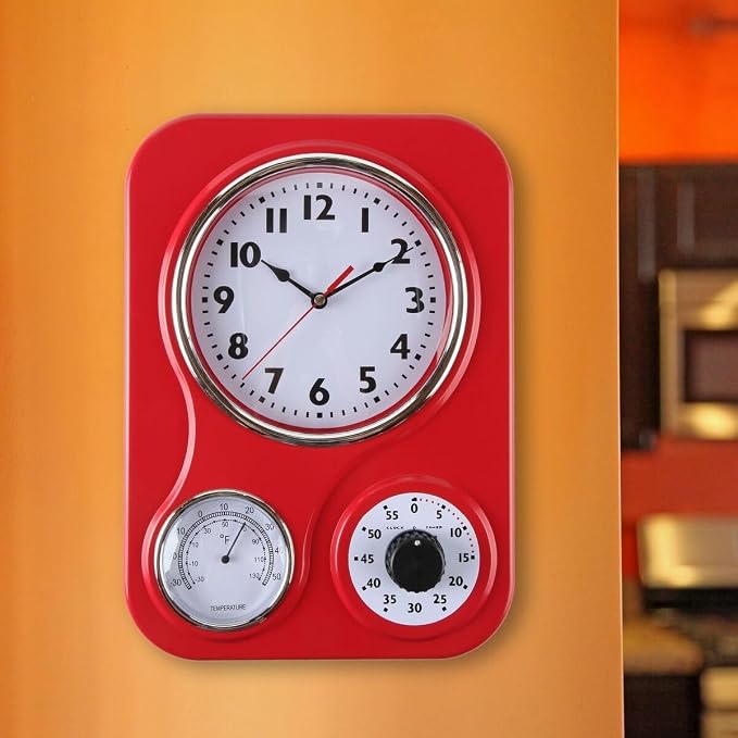 Lily's Home - 9.5 Inch x 12.5 Inch - Retro Kitchen Wall Clock, Vintage Wall - Image 2