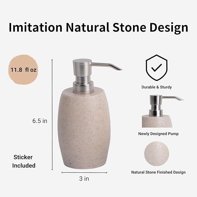 Clasin Home Sandstone Textured Resin Soap Dispenser - Image 4