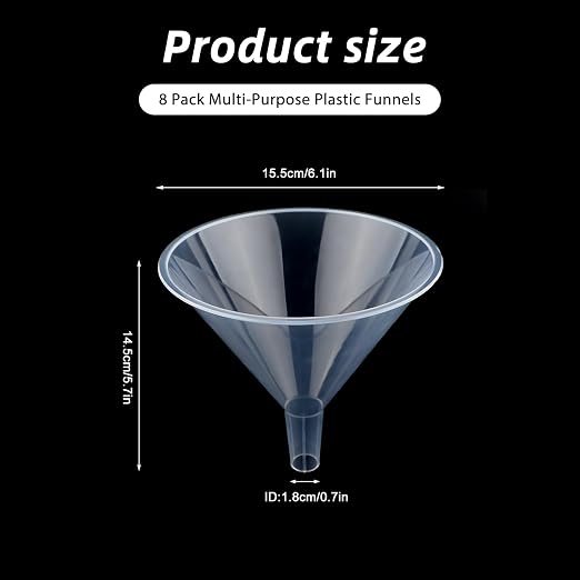 8 Pcs 6 Inch Wide Mouth Plastic Large Funnels, Easy and Smooth Content Transfer - Image 2