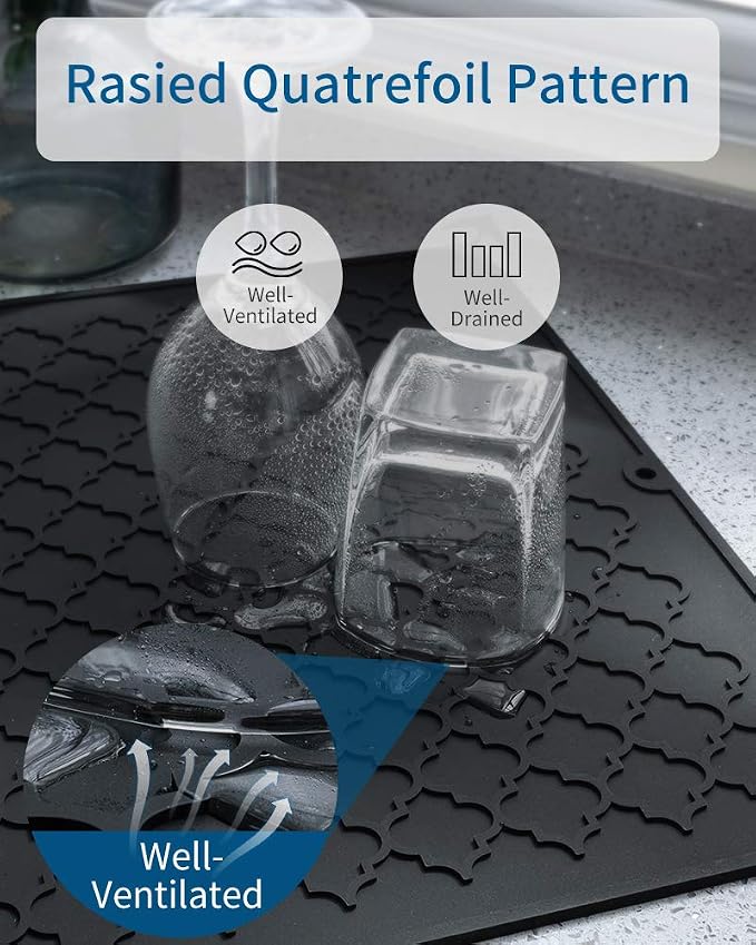 AMOAMI-Dish Drying Mats for Kitchen Counter-Silicone Dish Drying Mat-Kitchen - Image 5