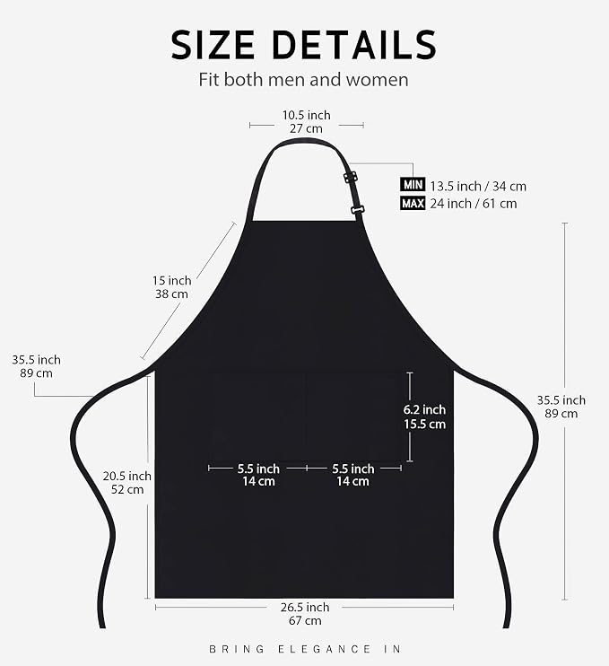 Syntus 12 Pack Bib Apron, Unisex Aprons Adjustable 100% Cotton - Image 2