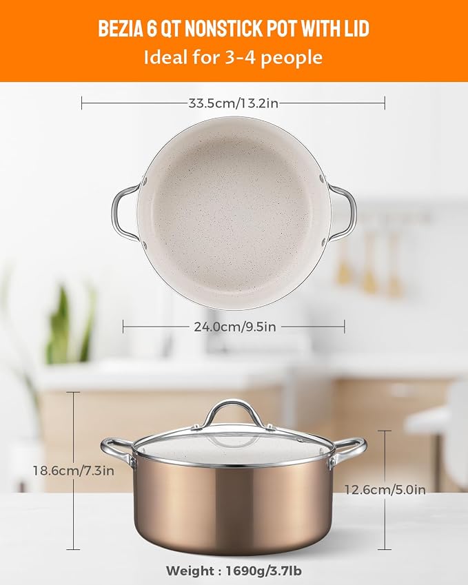 BEZIA 6 Quart Nonstick Stock Pot - Image 2