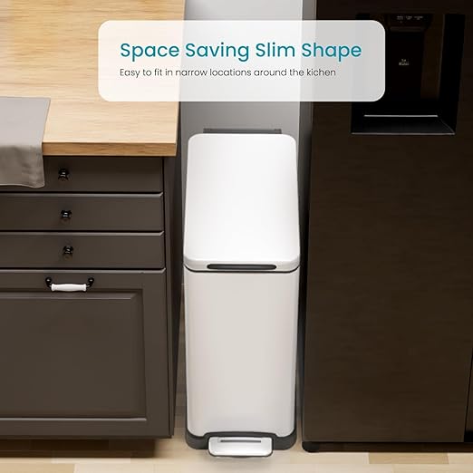 Home Zone Living 12 Gallon Slim Kitchen Trash Can - Image 2