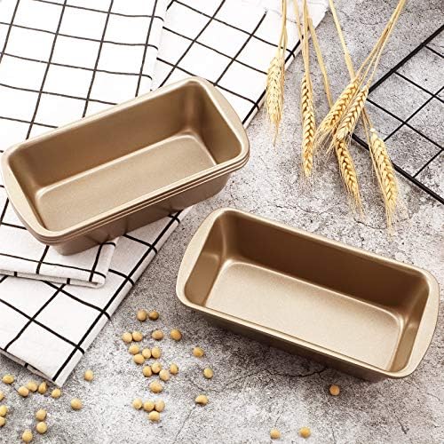 Patelai 4 Pack Small Loaf Pans for Baking Bread(Gold,7.7 x 3.7 In)