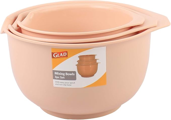 Glad Mixing Bowls with Pour Spout| Nesting Design Saves Space | Non-Slip - Image 4