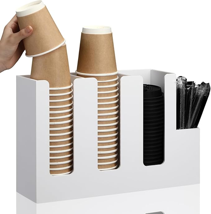 Cunhill 4 Compartments Acrylic Coffee Cup and Lid Storage Organizer Holder by Cunhill