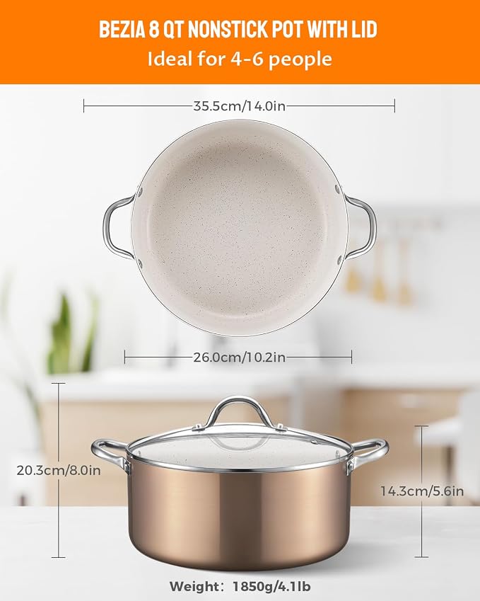 BEZIA 8 Quart Nonstick Stock Pot - Image 2