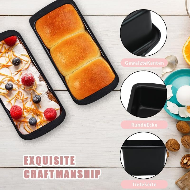 2PCS Small Loaf Pan for Baking Bread, 1lb Bread Loaf Tin, 7.5 x 3.5 x