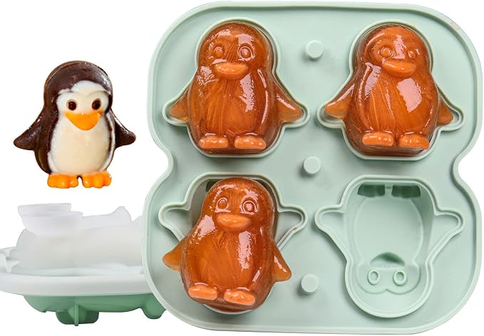 Penguin Ice Cube Mold, Fun Shapes Ice Cube Tray, Make 4 Cute Penguin Ice Balls by IDVVSSX