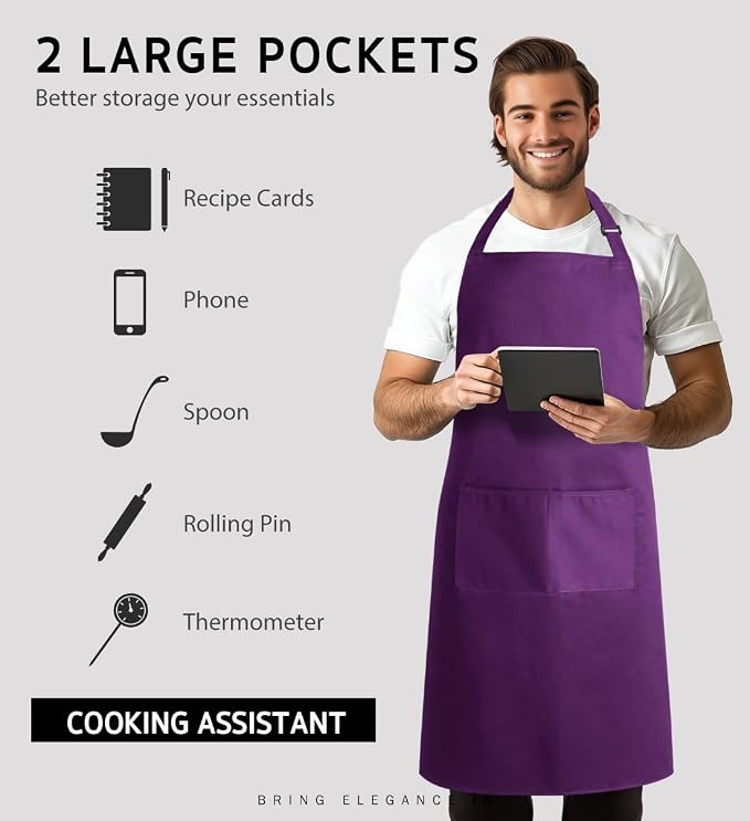 Syntus Apron for Men Women, Adjustable Cooking Kitchen Chef Aprons - Image 4